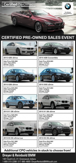 Certified Pre Owned Sales Event Dreyer And Reinbold Bmw Greenwood In