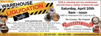Warehouse Liquidation Sale Overhead Door Columbus In