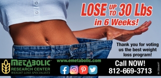Lose Up To 30 Lbs In 6 Weeks!, Metabolic Research Centers , Columbus, IN
