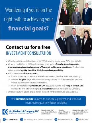 Let Us Be Your "Go-To" For Financial Advice, Kirr, Marbach & Company